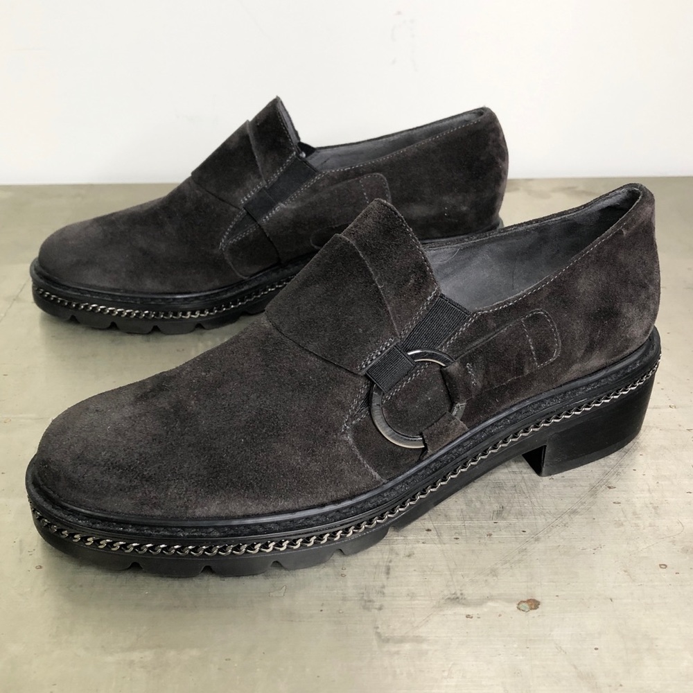 Stuart Weitzman Suede Loafer Harness Chain Detail… - image 1